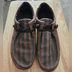 Ariat Hilo Brown Slip On Shoes Size 12EE Wide Men’s Western Casual American Flag